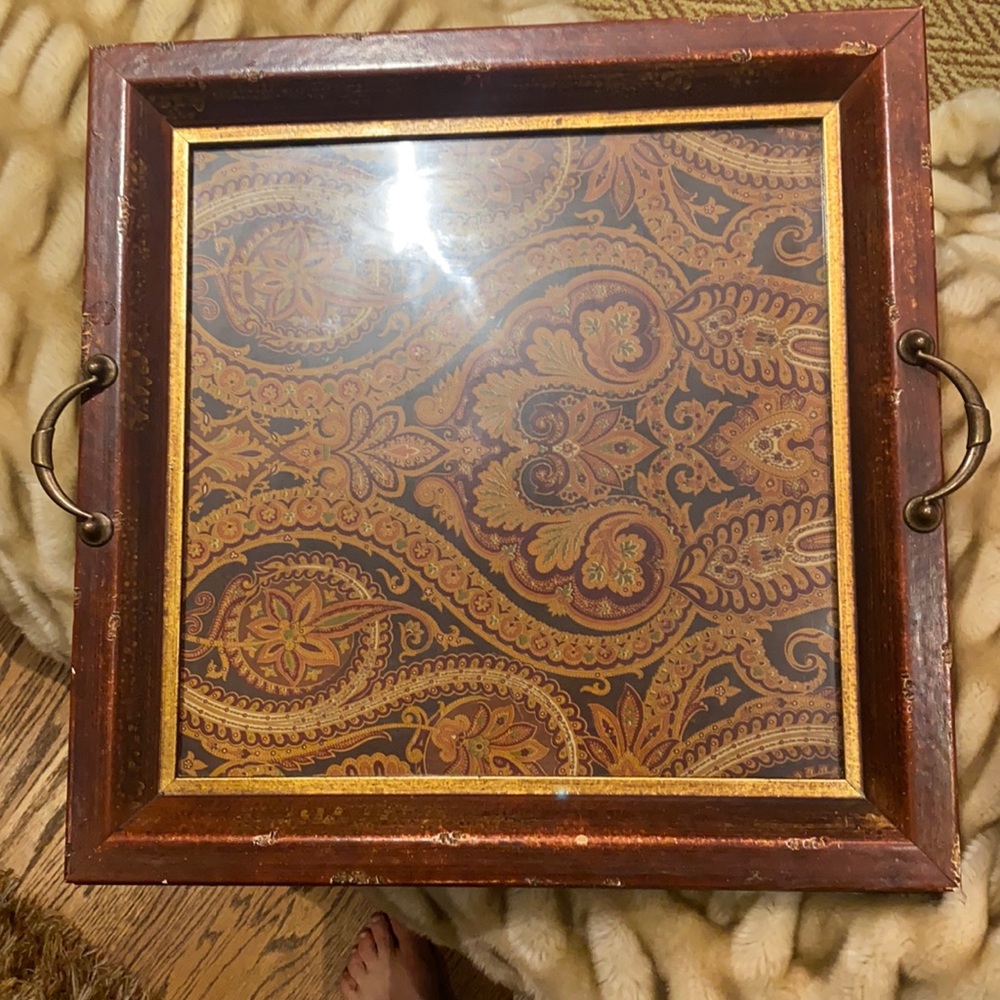 burgundy, distressed tray felt back Brass handles